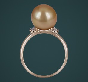 Кольцо с жемчугом к-110654жз: золотистый морской жемчуг, золото 585°